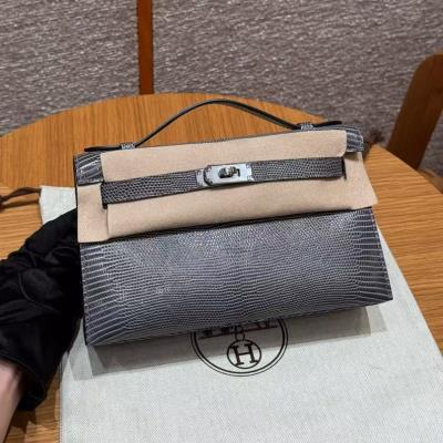 cheap quality Kelly Pochette Lizard Ardoise PHW